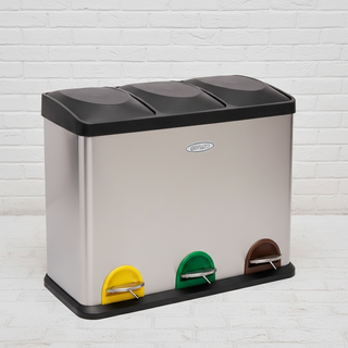 THE QUIET SORT™ Trio Bin - 45L 3-Compartment Recycling System