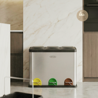 THE QUIET SORT™ Trio Bin - 45L 3-Compartment Recycling System