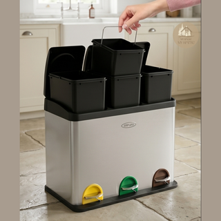 THE QUIET SORT™ Trio Bin - 45L 3-Compartment Recycling System