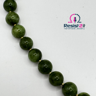 Artisan green jade and mother-of-pearl shell necklace - handcrafted luxury jewelry