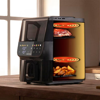 Cecotec Airfryer 10L 2000W Zwart Cecofry Duolevel 10000 Duosize Window Touch 10 Prog