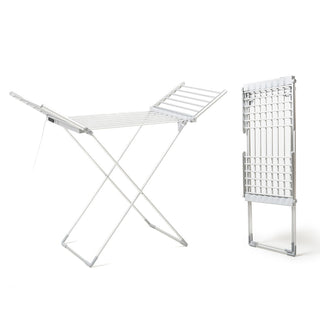 DRYFLY™ – Foldable electric drying rack / clothes dryer with wings, touchscreen, timer, and temperature control open and closed