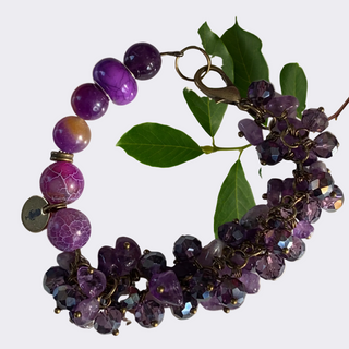 Purple amethyst bracelet with ametrine and snakeskin agate beads