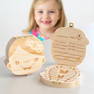 TOOTHFAIRY™ Baby Memory Box  – wooden keepsake box for milk teeth, hair and umbilical cord