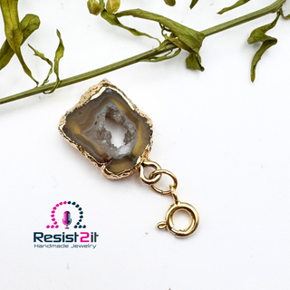 Agate slice pendant on a spring ring to be attached to the Unspoken statement necklace by Resist2it