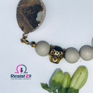 White Sands natural stone bracelet detail – artisanal beaded jewelry by Resist2it