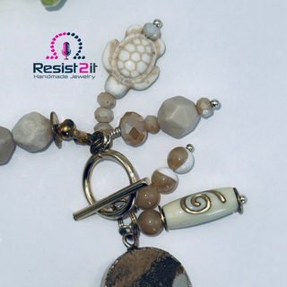White Sands fossil bead bracelet – handmade natural stone jewelry by Resist2it
